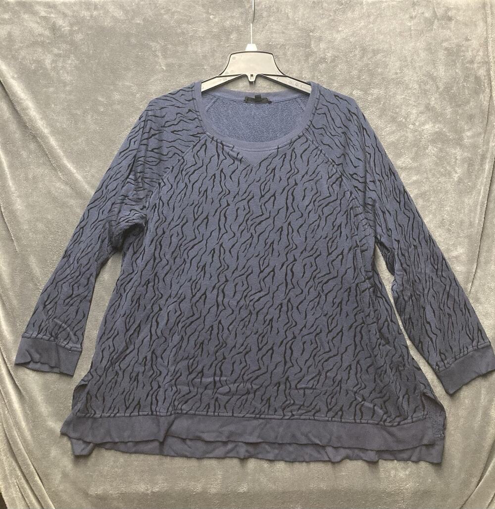 Jane & Delancey Velvet Burnout Tiger Stripe Sweatshirt Cozy Mob Wife Grunge 1X